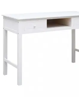 Pracovní stoly Psací stůl se 2 zásuvkami masivní dřevo Dekorhome Bílá / hnědá