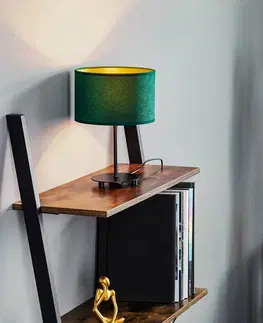 Stolní lampy na noční stolek Duolla Stolní lampa Golden Roller 30cm tmavě zelená/zlatá