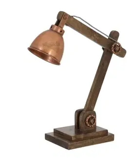 Lampy Dřevěná stolní lampička Elmer Copper - 50*15*45 cm Light & Living 1816941