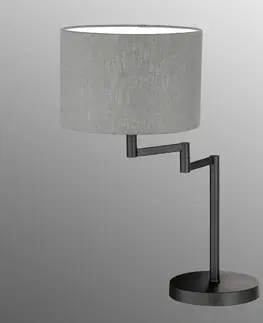 Stolní lampy FISCHER & HONSEL Stolní lampa Rota se šedým plátěným stínidlem