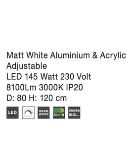 LED lustry a závěsná svítidla NOVA LUCE závěsné svítidlo DEA matný bílý hliník a akryl nastavitelné LED 145 W 3000K IP20 stmívatelné 17222001 D