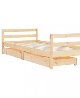 Dětské pokoje Dětská postel se zásuvkami 80 x 200 cm masivní borové dřevo