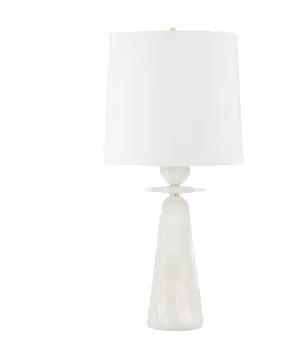Designové stolní lampy HUDSON VALLEY stolní lampa MONTGOMERY mosaz/textil staromosaz/bílá E27 1x75W L1595-AGB-CE