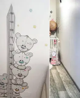 Samolepky na zeď Dětský metr na zeď - Plyšoví medvídci