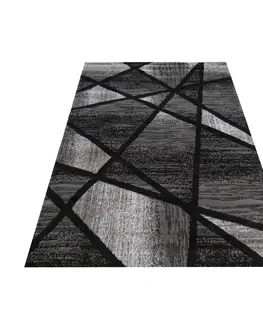 Moderní koberce Moderní šedo černý koberec s abstraktním vzorem