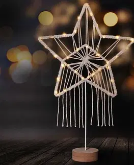 Vánoční dekorace Solight LED vánoční hvězda Lapač snů, bílá, 49 cm, 45x LED, 2x AAA