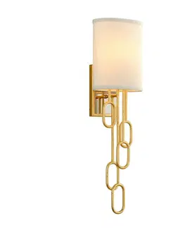 Klasická nástěnná svítidla HUDSON VALLEY nástěnné svítidlo HALO kov/textil zlatá/slonovinová E14 1x60W 297-11-CE