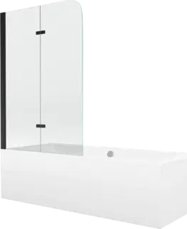 Vany Vana Mexen Cube 170x80 cm s panelem bílá + dvoukřídlá zástěna 100 x 140 cm čirá/černá