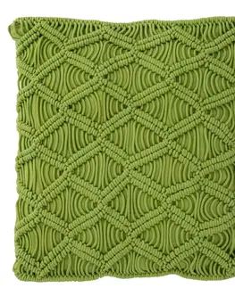 Dekorační polštáře Pistáciově zelený polštář s výplní Macrame - Ø 45*10 cm J-Line by Jolipa 3495