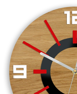 Hodiny ModernClock Nástěnné hodiny Alladyn Wood červeno-černé