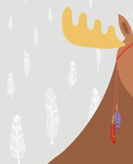 Samolepící tapety Samolepící tapeta roztomilý sobík s indiánskými peříčky