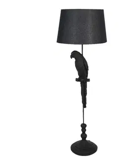 Lampy Černá stojací lampa s dekorací papouška – Ø 40*121 cm E27 /max 1*60W Clayre & Eef 5LMC0007