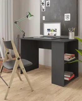 Pracovní stoly Psací stůl s policemi 110x60 cm Dekorhome Šedá