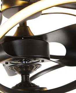 Stropni vetrak Designový stropní ventilátor černý s dálkovým ovládáním včetně LED - Kauv