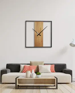 Nástěnné hodiny Designové nástěnné hodiny v kombinaci dřeva a kovu 80 cm