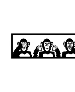 Bytové doplňky a dekorace Wallity Nástěnná dekorace Three Monkeys černá - S