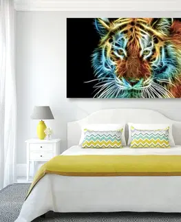 Obrazy zvířat Obraz hlava tygra v abstraktním provedení