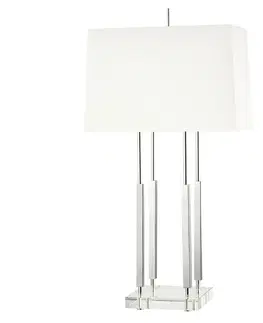 Designové stolní lampy HUDSON VALLEY stolní lampa RHINEBECK mosaz/textil nikl/bílá E27 1x40W L1057-PN-CE