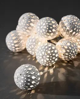 Světelné řetězy Konstsmide Christmas LED světelný řetěz kovové koule bílá, 10 zdrojů