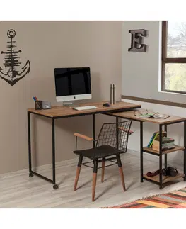 Kancelářské a psací stoly Psací stůl BERA borovice atlantic, černý