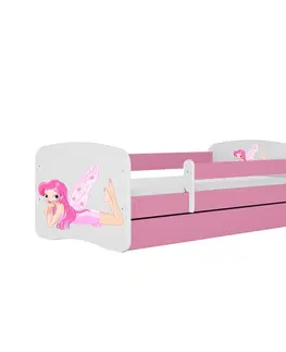 Dětské postýlky Kocot kids Dětská postel Babydreams víla s křídly růžová, varianta 80x180, se šuplíky, s matrací