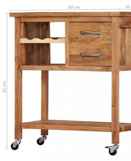 Kuchyňské linky Kuchyňský vozík akáciové dřevo Dekorhome