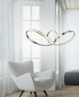 Designová závěsná svítidla PAUL NEUHAUS LED závěsné svítidlo chrom zakřivené stmívatelné křišťálový design moderní SimplyDim 3000K PN 8222-17