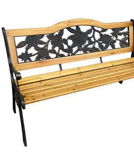 Zahradní lavice Ak furniture Zahradní lavička ROSA světlé dřevo/černá