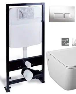 WC sedátka PRIM předstěnový instalační systém s chromovým tlačítkem  20/0041 + WC JIKA PURE + SEDÁTKO SLOWCLOSE PRIM_20/0026 41 PU2