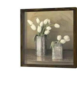 Obrazy Wallity Nástěnný obraz Tulip 34x34 cm béžová/bílá