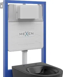 Záchody MEXEN/S WC předstěnová instalační sada Fenix Slim s mísou WC Lena,  černá mat 6103322XX85