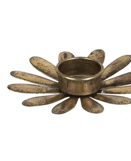 Svícny Bronzový kovový svícen na čajovou svíčku ve tvaru květu - Ø 13*2 cm Clayre & Eef 6Y4266