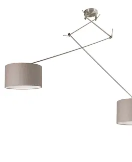 Zavesna svitidla Závěsná lampa ocelová se stínidlem 35 cm nastavitelná taupe - Blitz II