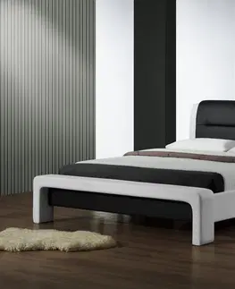 Postele HALMAR Čalouněná postel Cassandra 120x200 dvoulůžko - bílo-černá