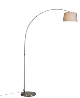 Obloukove lampy Moderní ocelová oblouková lampa s šedým látkovým stínidlem - Arc Basic