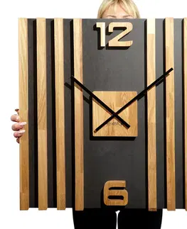 Nástěnné hodiny Dřevěné lamelové nástěnné hodiny 60cm