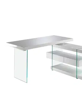 Stylové a luxusní pracovní a psací stoly Estila Moderní pracovní stůl Forma Moderna se skleněnými nožičkami 140cm