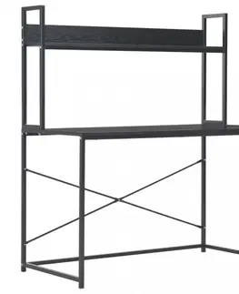Pracovní stoly Psací stůl 120x60 cm s policí Dekorhome Černá / dub