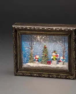 Vánoční vnitřní dekorace Konstsmide Christmas LED dekorační světlo rám obrazu se sněhuláky