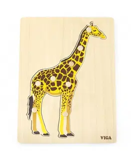 Hračky VIGA - Dřevěná vkládačka Žirafa 8ks