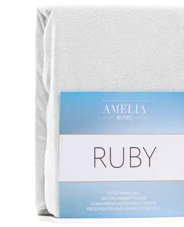 Prostěradla Froté prostěradlo s gumou AmeliaHome Ruby bílé, velikost 120-140x200+30