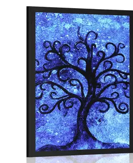 Feng Shui Plakát strom života na modrém pozadí