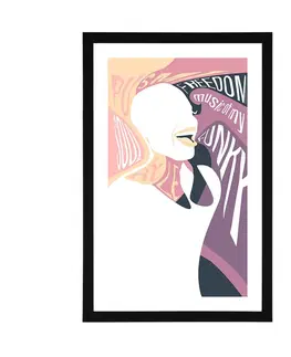 Motivy z naší dílny Plakát s paspartou žena s nápisem v jemných barvách
