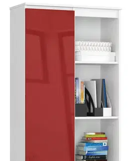 Šatní skříně Ak furniture Skříň Rexa 80 cm bílá/červená