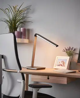 Stolní lampy kancelářské Lindby Stolní LED lampa Lindby Kuno, šedá, USB, dotykový stmívač