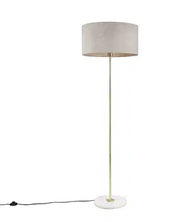 Stojaci lampy Stojací lampa mosaz se šedým odstínem 50 cm - Kaso