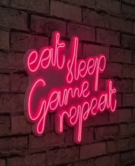 Nástěnné dekorace Dekorativní LED osvětlení EAT SLEEP GAME REPEAT růžová