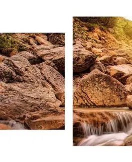 Obrazy přírody a krajiny 5-dílný obraz vysokohorské vodopády