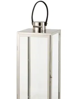 Zahradní lampy Stříbrná kovová lucerna Recin - 22*21*65cm J-Line by Jolipa 5177
