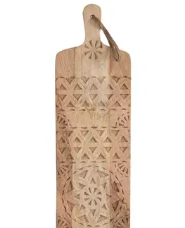 Prkénka a krájecí desky Mangové dřevěné vyřezávané prkénko Etnic - 20*1,5*75 cm J-Line by Jolipa 80389